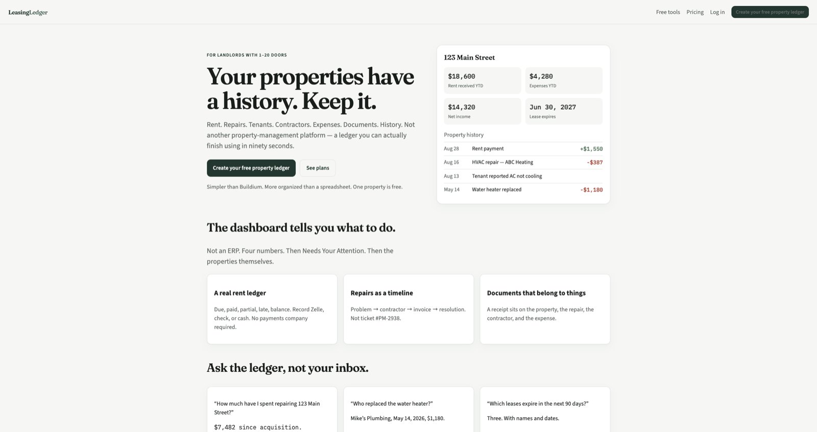 LeasingLedger website screenshot