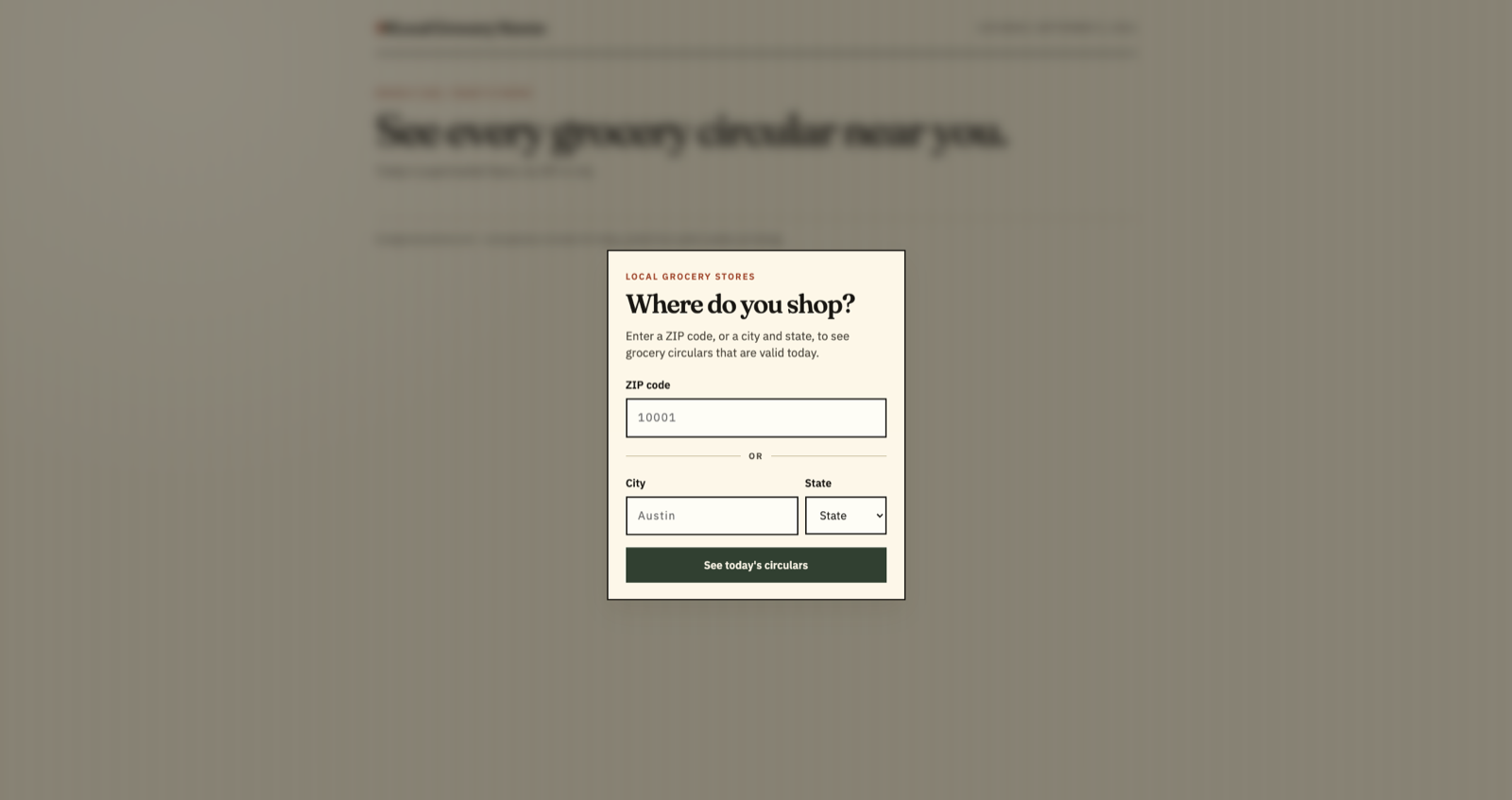 Local Grocery Stores website screenshot